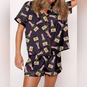 Champagne Bottle Pajama Set sateen size M CN-2(11)
